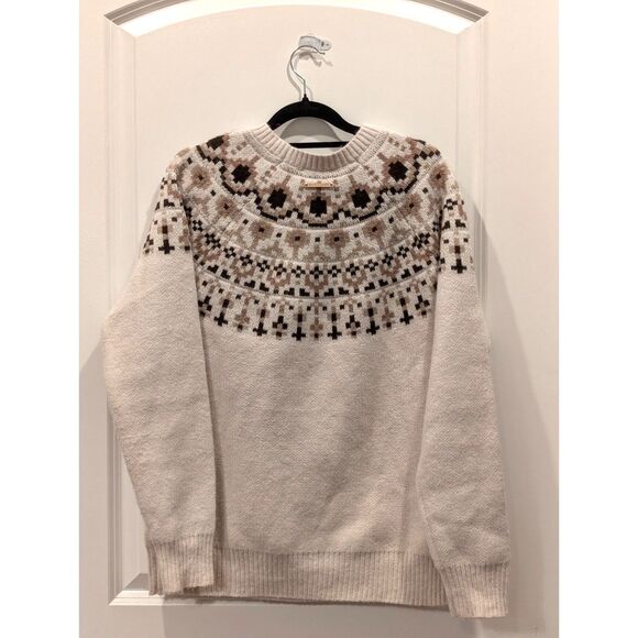 d&co. Heritage Fair Isle Sweater Neutral Nordic Print Size Small - Denim & Co. - Picture 4 of 8